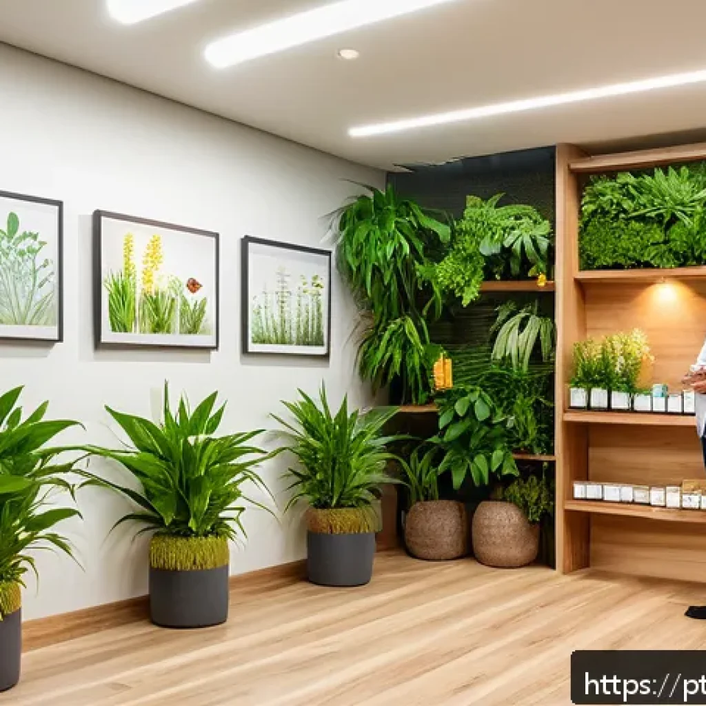 한방병원과 양방치료 병행 사례 - A serene and modern Brazilian integrative health clinic interior, featuring a warm and welcoming rec...