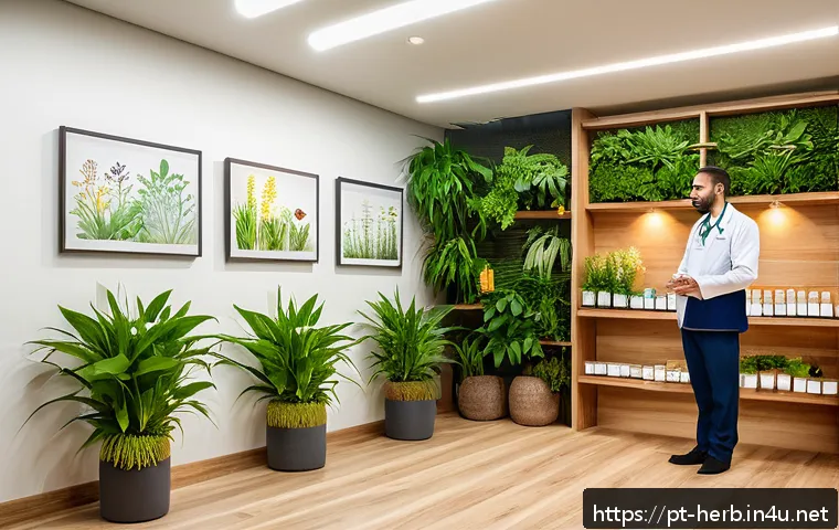 한방병원과 양방치료 병행 사례 - A serene and modern Brazilian integrative health clinic interior, featuring a warm and welcoming rec...